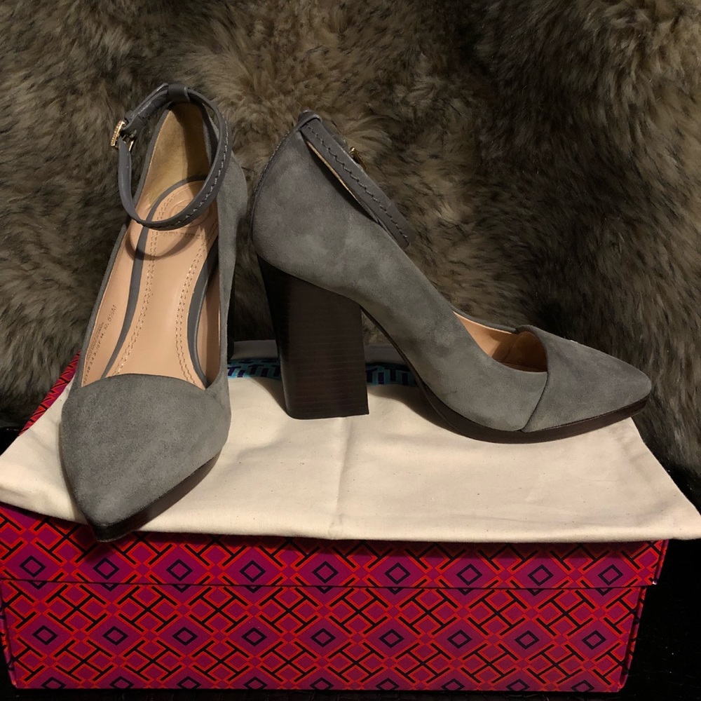 Tory Burch Gray Suede Wedge Heels